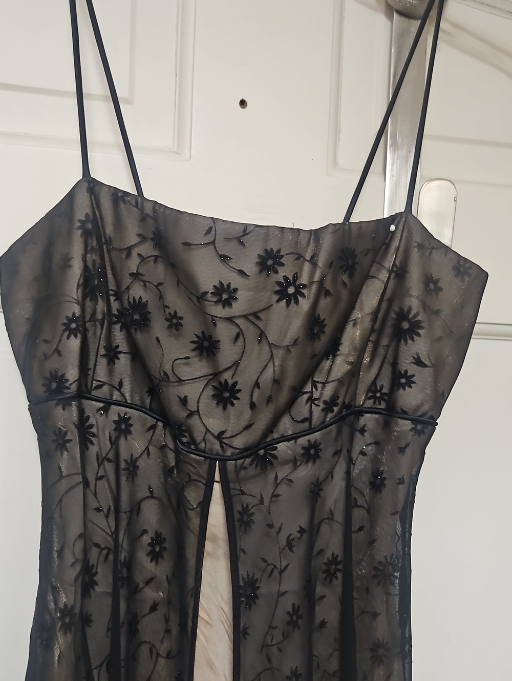 Vtg 90s Sparkle Princess  Maxi Slip Dress with Nude Lining